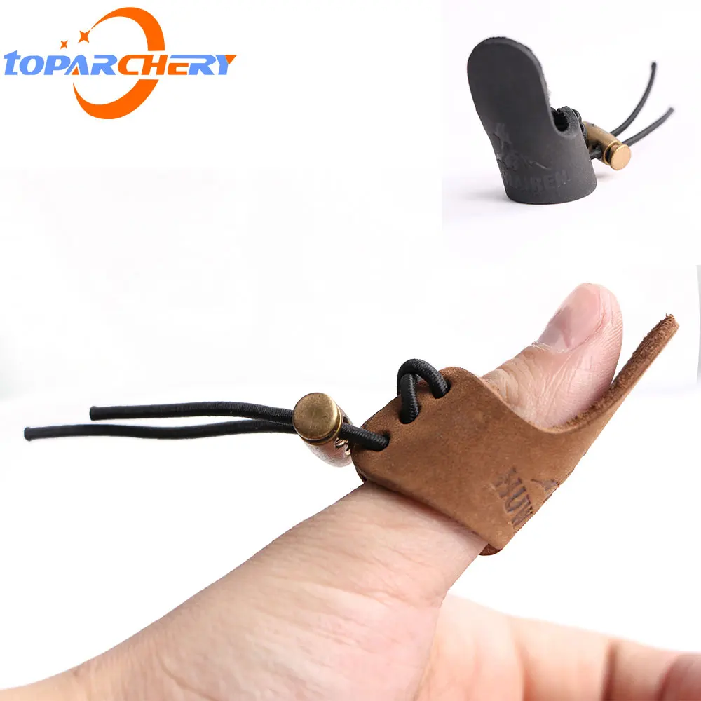 

Thumb Finger Tip Protector Guard Ring Tab Leather Adjustable Hunting Practice Archery Pull Arrow Shooting Protective guard