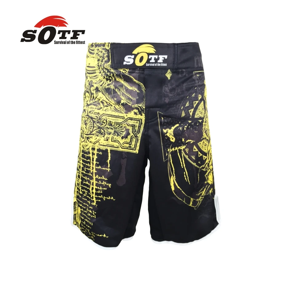 SOTF желтые Azrael дышащие спортивные шорты для фитнеса mma бокса тигра Муай Тай ММА