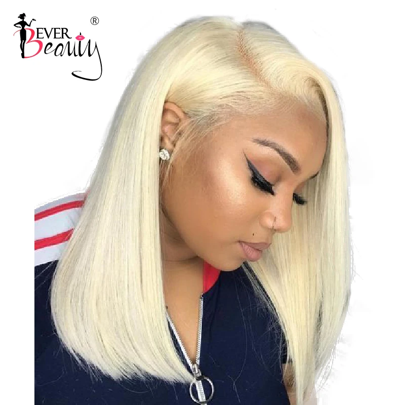 

13x6 Lace Front Wig With Band Straight Brazilian 613 Blonde Short Bob Lace Front Human Hair Wigs For Women Colored Ever Beauty