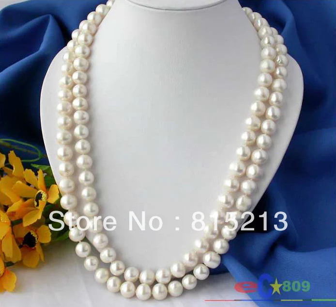 

FREE SHIPPING>>>@@ > N1603 50" 12MM ROUND WHITE FRESHWATER CULTURED PEARL NECKLACE