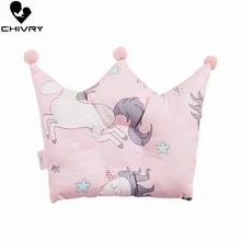Newborn Shaping Pillows Baby Cattoon Unicorn Pattern Pillow Sleeping Support Prevent Flat Head Cushion Crown Shape Infant Pillow lokyee 6119 cute bear pattern infant baby avoid flat position pillow light ivory