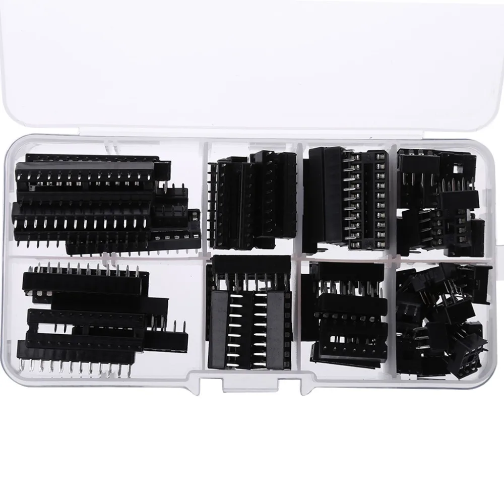 66 Pcs/set DIP IC Sockets Adaptor Solder Type Socket Kit 6 8 14 16 18 20 24 28 Pins # 1A40703# | Обустройство дома