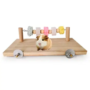 

Parrot Hamster Chew Toy Bird Stand Bar Wooden Springboard Swing Small Pet Grindstone Bite Toy String Cage Accessories 20E