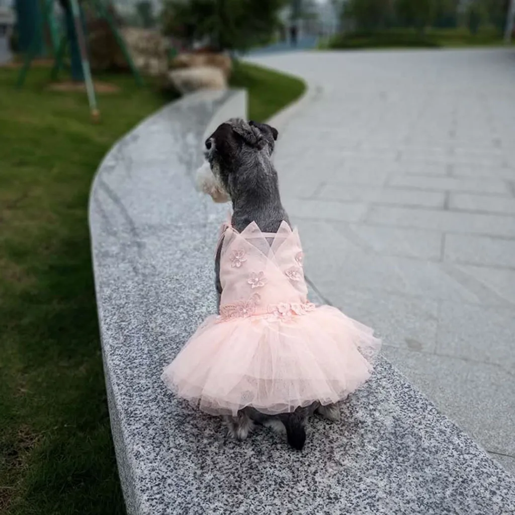

Pet Dog Sling Skirt Clothes Costume Clothing Soft New Fashion Pet Spring And Summer Breathable Openwork Lace Print Sling Skirt