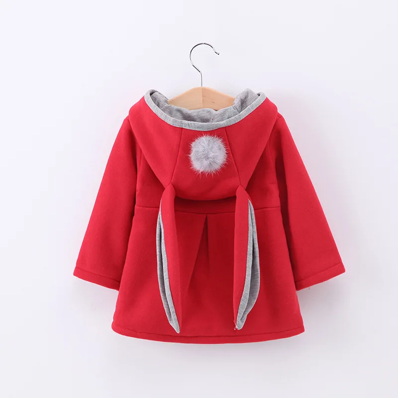 

New Baby Girls Jacket Cute Rabbit Ear Hooded infant Coat Spring Tops Autumn Winter Warm Kids Outerwear Girls Clothes 1 2 3 Years