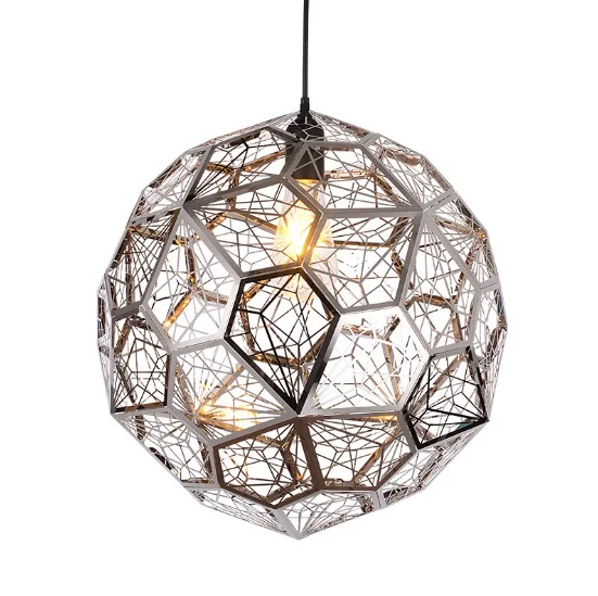 

Factory direct stainless steel diamond ball creative mesh restaurant chandelier Postmodern minimalist living bedroom chandelier