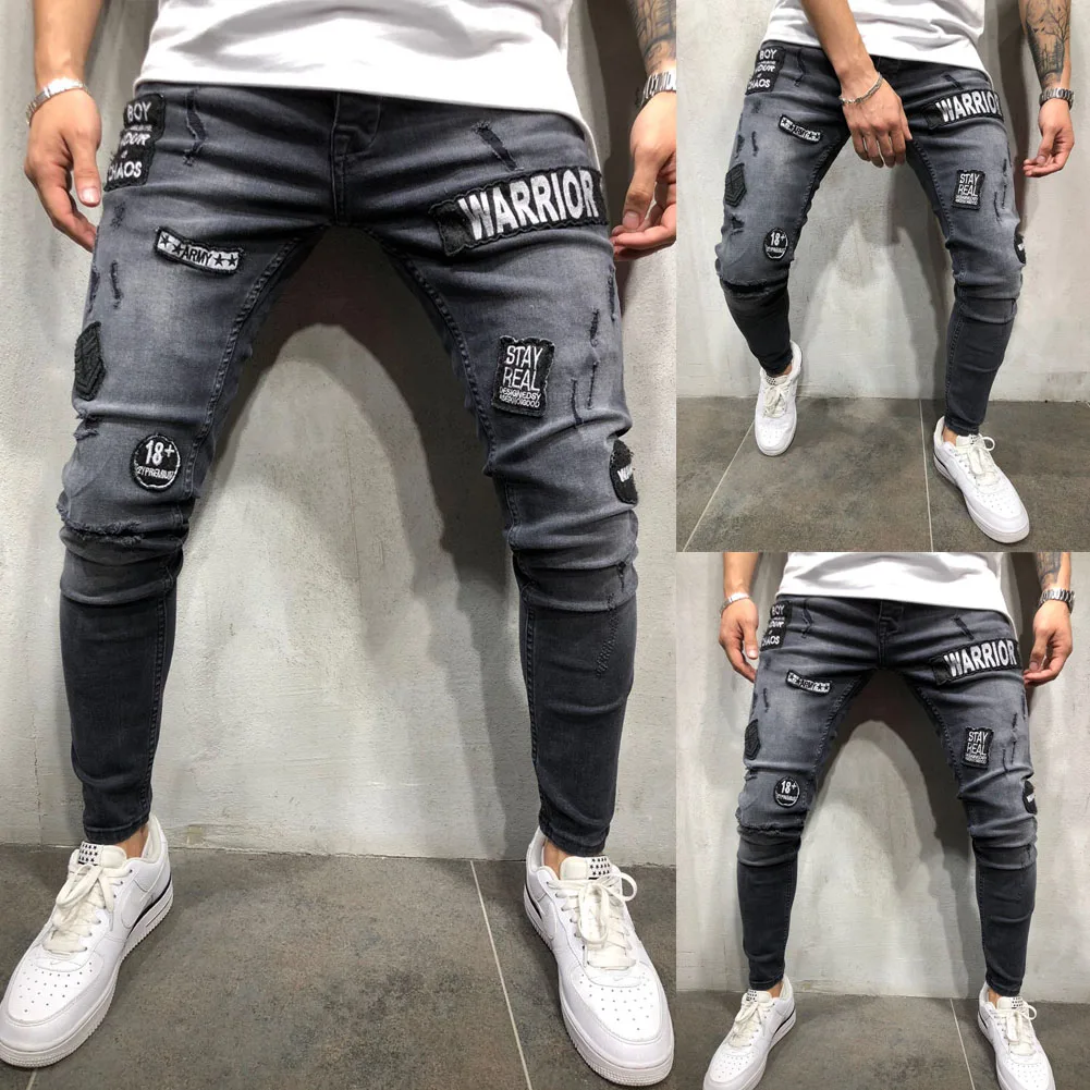 Calça masculina skinny de stretch, calça casual