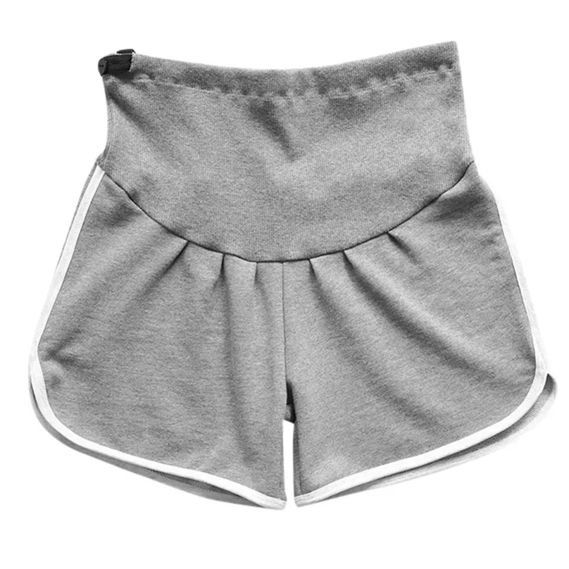 Женские брюки до икр для беременных, повседневные шорты с высокой талией для беременных женщин, хлопковые брюки для подтягивания живота, шорты L13 - Цвет: Фиолетовый