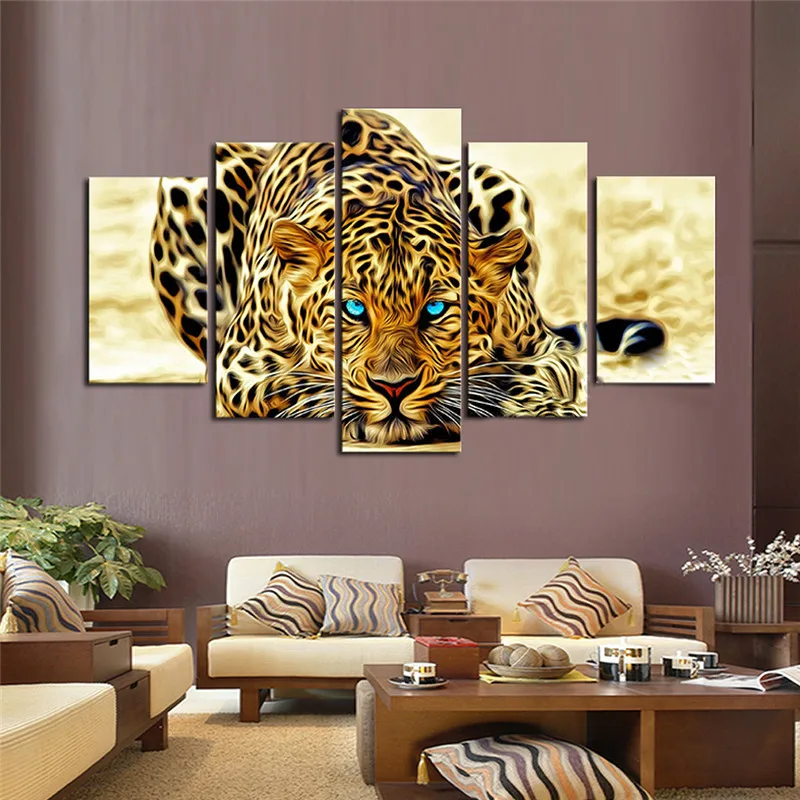 

HD Printed Modular Picture Tiger Leopard Animal Painting on Canvas Wall Art Home Decor Canvas Art Print Poster