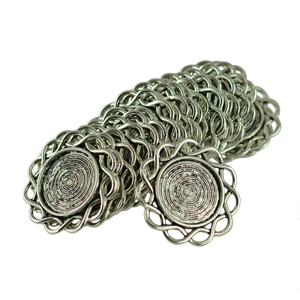 20 Pieces Wholesale Flower Cabochon Frame Bezel Settings Pendants Blank Base Trays DIY Findings