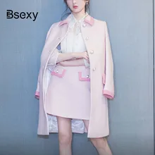 Зимнее женское розовое пальто, дизайнерское прямое длинное пальто с отложным воротником, Женская куртка, женские пальто Abrigo Mujer