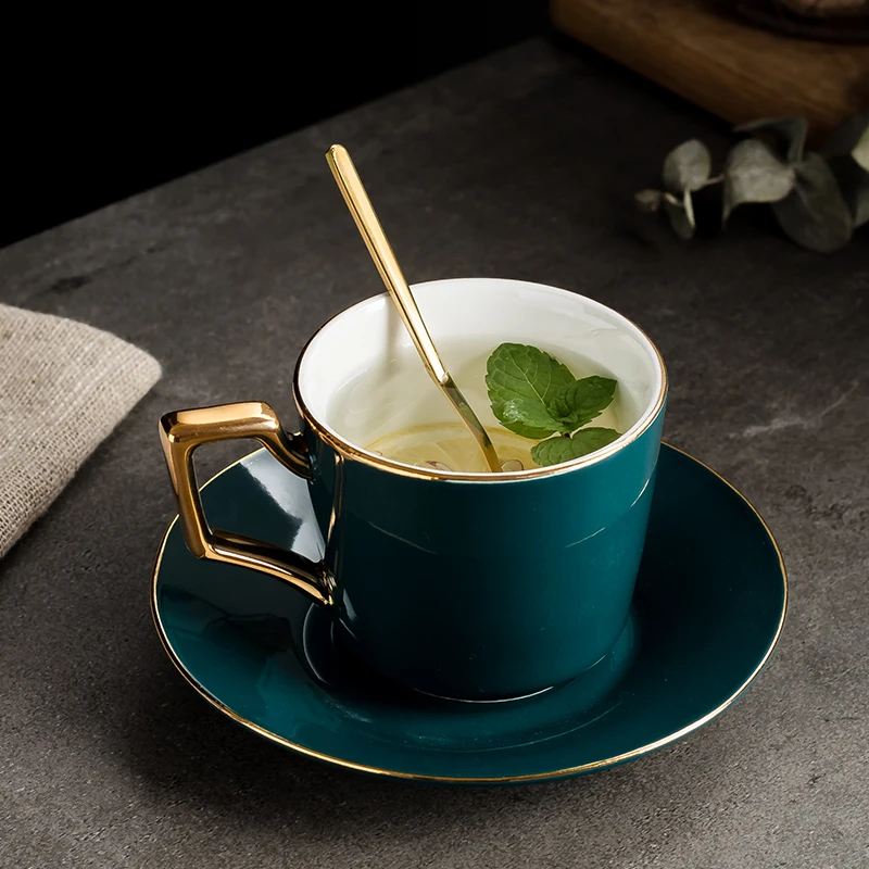 

INMYLIFE 200ml Europe Luxury Style Ceramic Coffee Mug Set Business Office Milk Tea Cup Tumbler Creative Europe Mugs for Gift