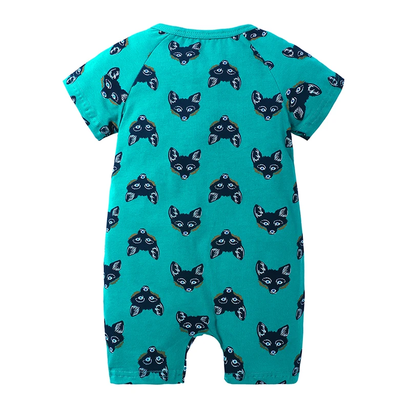 Летняя одежда для маленьких мальчиков, хлопковый комбинезон с коротким рукавом и нарисованными животными Roupas for для маленьких мальчиков комбинезоны на возраст от 0 до 24 месяцев, детские комбинезоны, DBR267