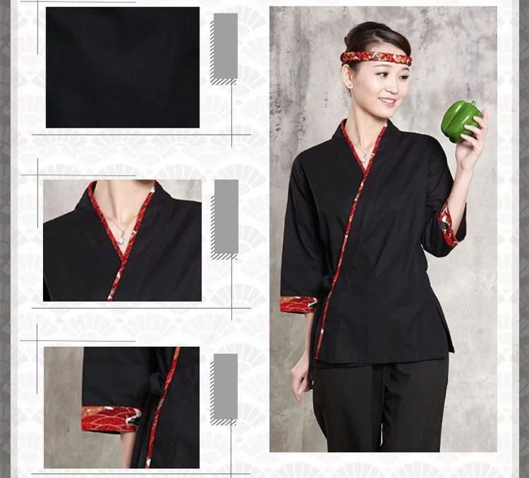 Женская Мужская японская Униформа шеф-повара, костюм шеф-повара, обслуживание ресторана, кимоно-униформа, рабочая одежда, униформа официантки