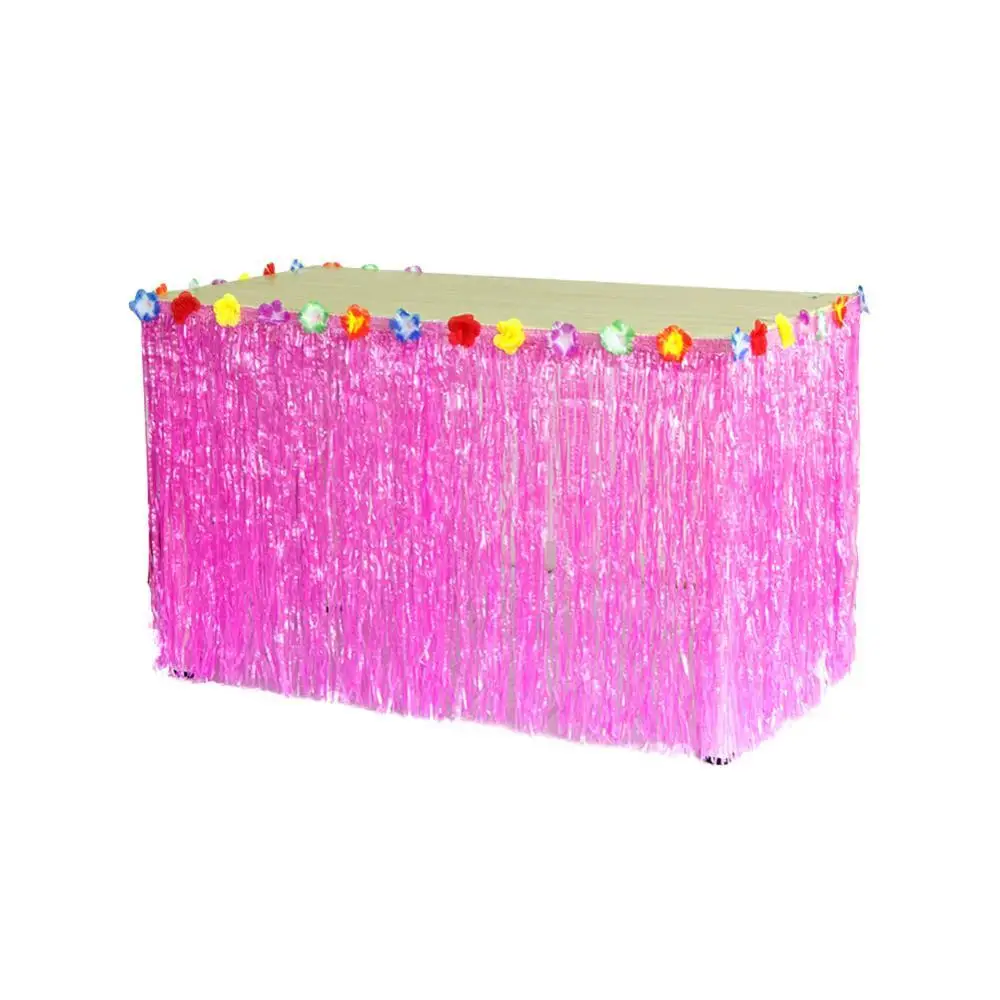 1 шт., юбка для стола с бахромой, юбка для стола, обертывание для цветов для Луау, Гавайи, вечеринки, дня рождения, юбилея, летней вечеринки, украшения стола - Цвет: pink
