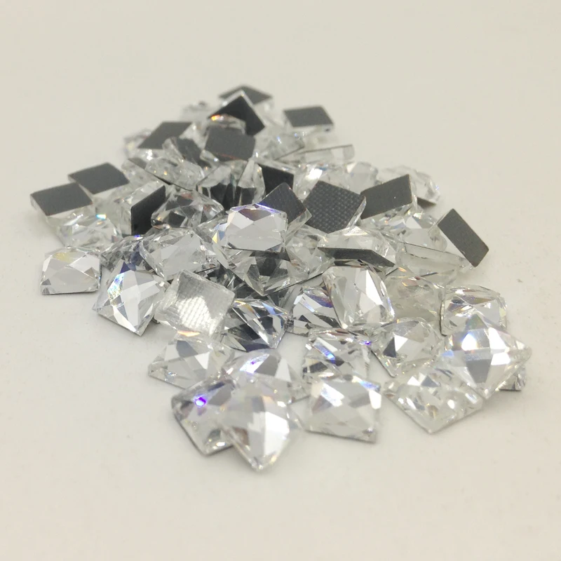 Square Faceted Hotfix Iron on Flatback Clear Crystal Glass Rhinestones lot 