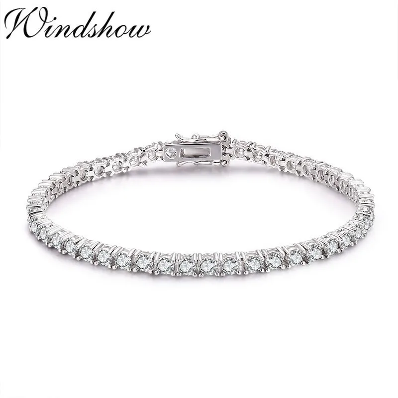 

3mm 925 Sterling Silver Cluster Round AAA CZ Zironia Tennis Bracelets Pulseras Pulseira Bracelete Women Jewelry Girl Friend Gift