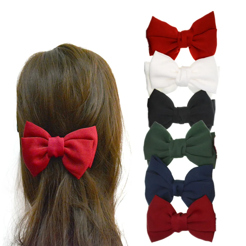 

1 Pc Handmade Fabric Large Bow Girls' Hair Clips Women French Barrettes Hair Accessories