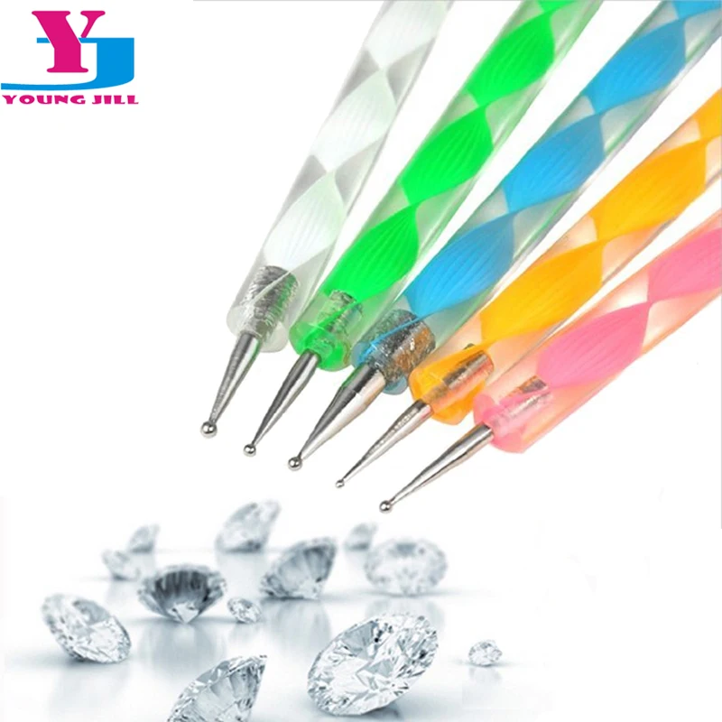 

5pcs High Quality Nail Art Dotting Pen 2Way Marbleizing Dotting Tool Manicure Painting DIY Nail Pen Care Wholesale Nail Tools