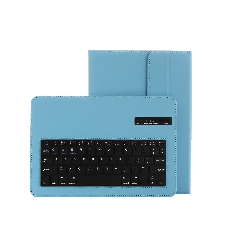 Универсальный беспроводной Чехол-клавиатура Bluetooth для планшета ASUS lenovo Huawie 9 ''10'', кожаный чехол-подставка+ ручка - Цвет: Синий