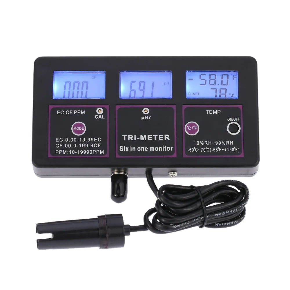 6 in 1 Water Quality Tester Monitor ph meter Multi parameter aquarium