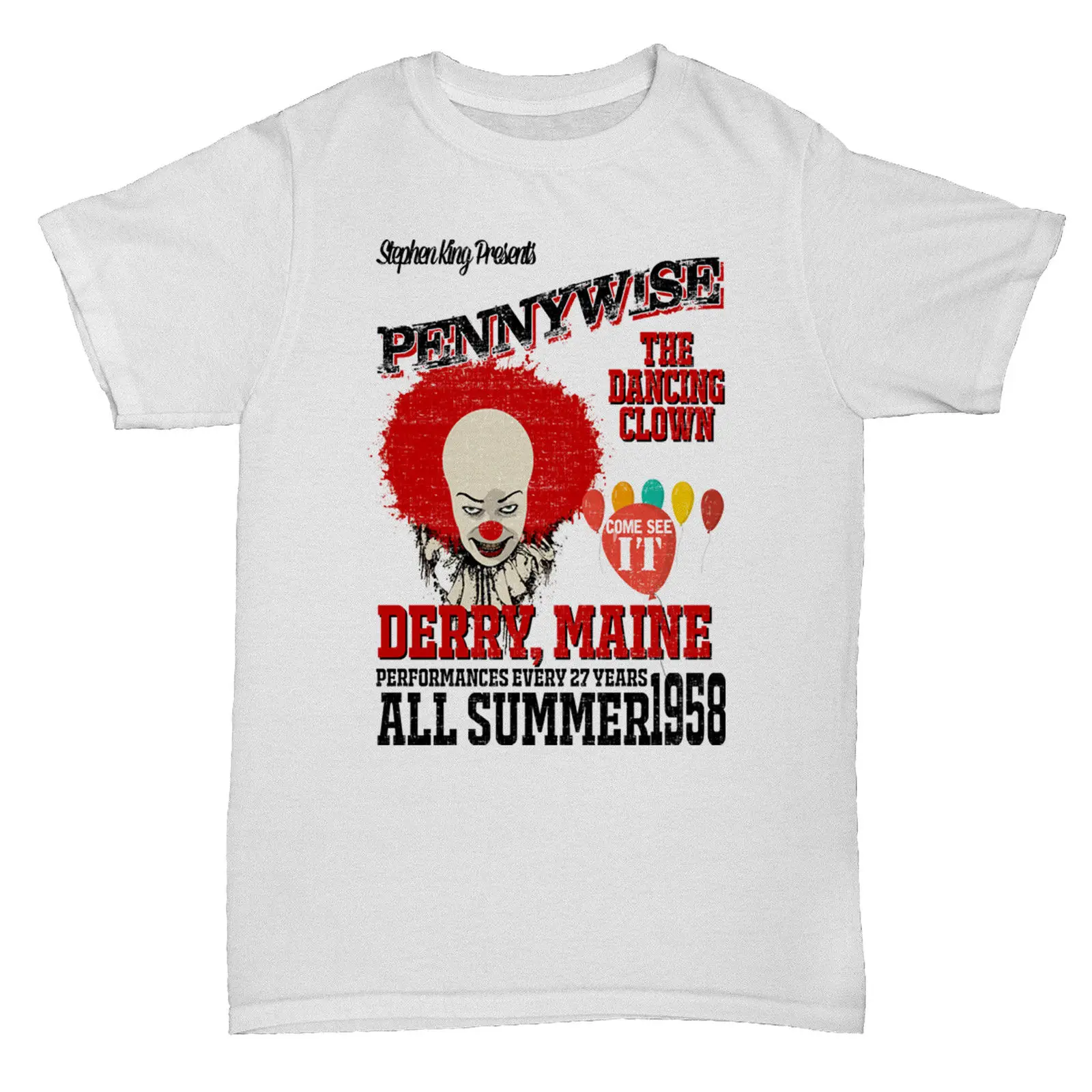 IT STEPHEN KING PENNYWISE HORROR CHRISTINE фильм культ классики футболка Летняя с круглым вырезом