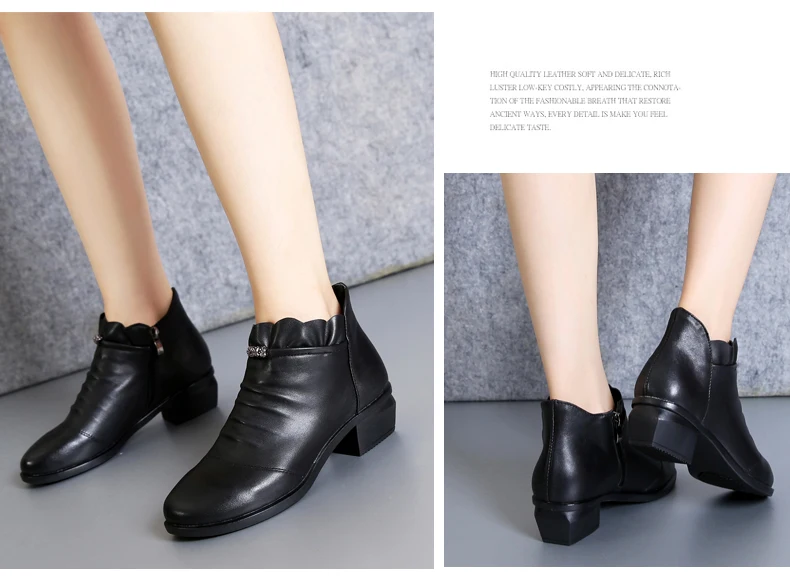 GKTINOO/Модные женские ботинки; осенние ботинки; ботильоны из натуральной кожи; коллекция года; зимняя женская обувь с теплым мехом и плюшем; большой размер 43