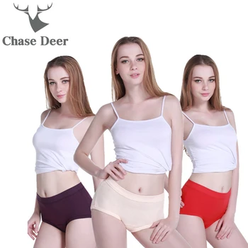 

4 Piece/Lot Panties Women 2016 Summer New Brand Chase Deer Pink High Quality Cotton Knitted Comfortable Solid Female Panties