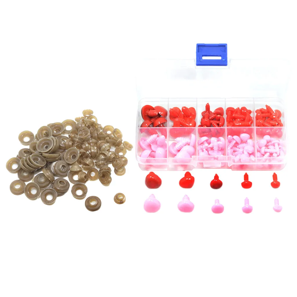 100Pcs Plastic Safety Triangle Nose with Washers Doll Plush Toys Stuffed Animals Making DIY 6x8mm 7x9mm 10x11mm 12x15mm 14x16mm