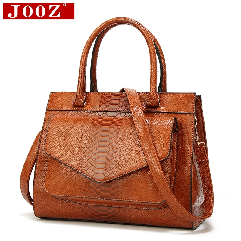 Koop JOOZ Nieuwe Mode Vrouw Zak Luxe cuir Serpentine vrouwen lederen Handtassen Met pouch Dames Kofferbak Tote bolsos Vrouwen messenger tas