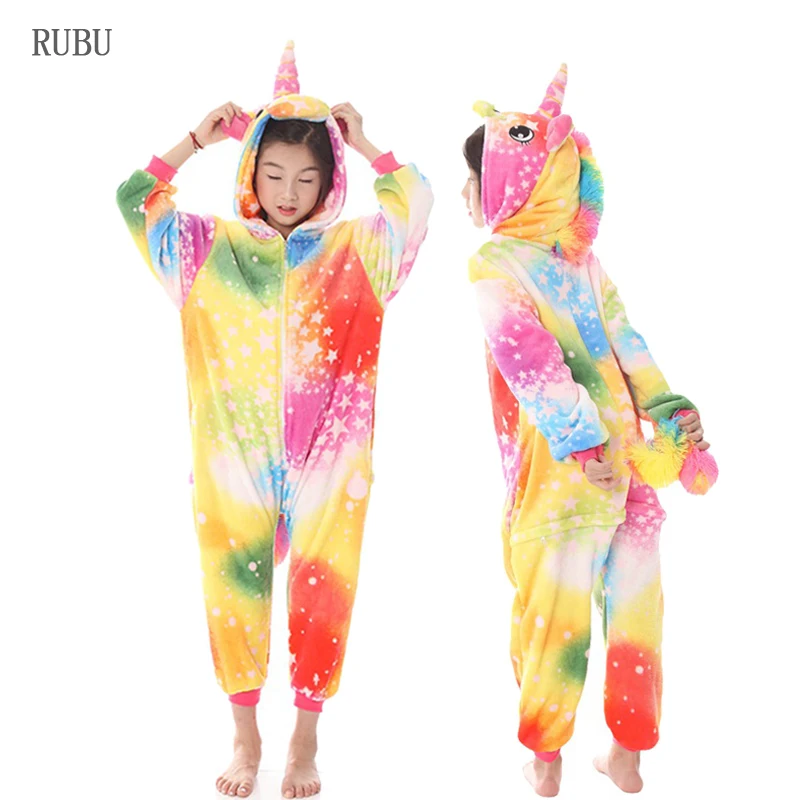 New Kids Kigurumi Panda Blanket Overalls Jumpsuit Baby Children Animal Unicorn Pajamas Onesie Cosplay Boy Girl Sleepwear Costume - Цвет: Colored Unicorn