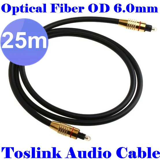 

10pcs/ lots Gilt OD6.0mm Digital Optical Fiber Audio Cable 25M 82FT Toslink to Toslink Cable Cord ,Free shipping By Fedex