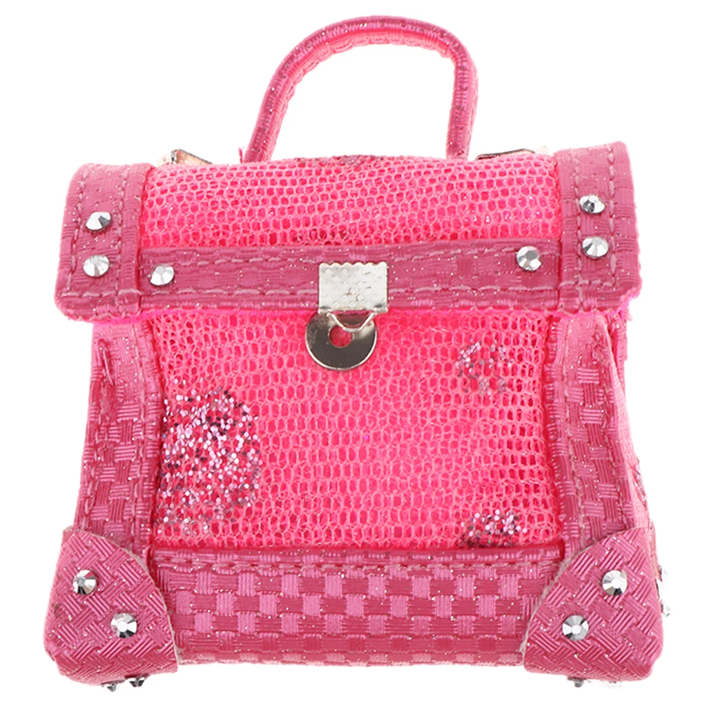 MagiDeal Adorable Miniature Bag Handbag Purse for Blythe 1/6 BJD Dolls Pink