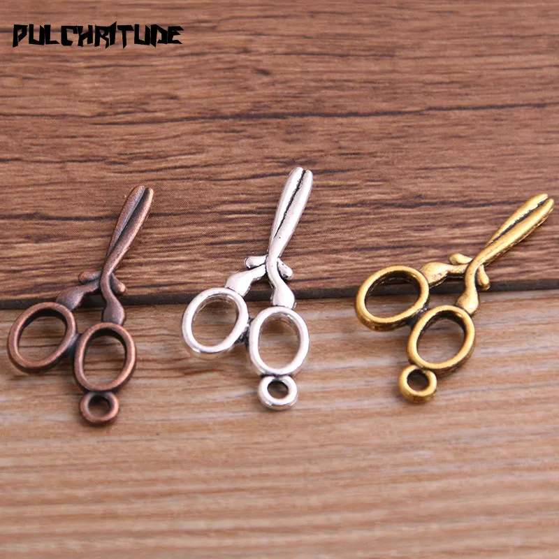 

PULCHRITUDE 20pcs 14*29mm New Three Color Scissor Charms Pendants For DIY Jewelry Handmade Making Accessorie P6707