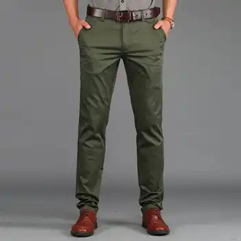 2019 Spring Casual Men's Pants Thin Trousers Slim Fit 97% Cotton Trousers Solid Straight Pantalon Homme Plus Size 29-42 Pants