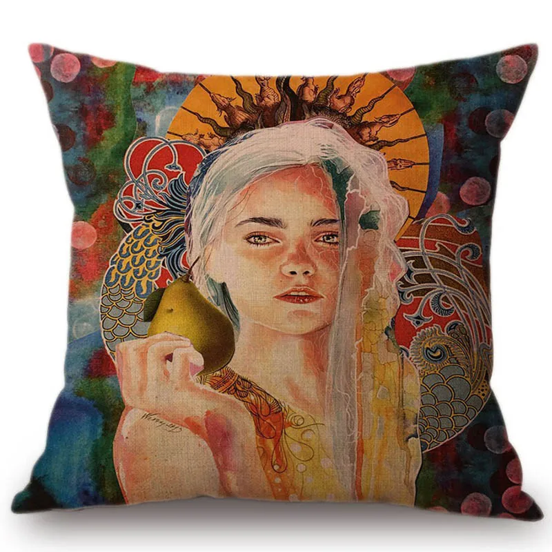 Klimt Mucha стиль Nouveau искусство модный диван стул декоративная подушка чехол девушка