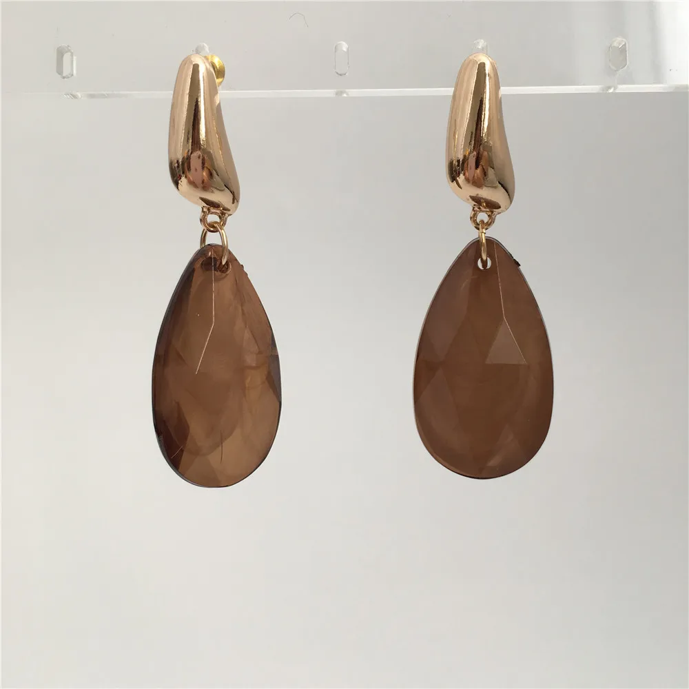 

2019 F/W NEW ARRIVAL GORGEOUS WOMEN EARRINGS GOLD COLOR PLATING NATURAL COLOR STONE DROP EARRINGS FOR WOMEN GIRL STATMENT