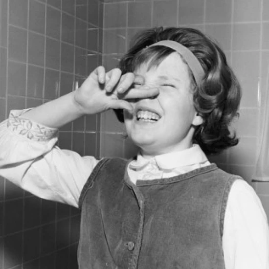 Close-up of a girl sneezing Poster Print (18 x 24)