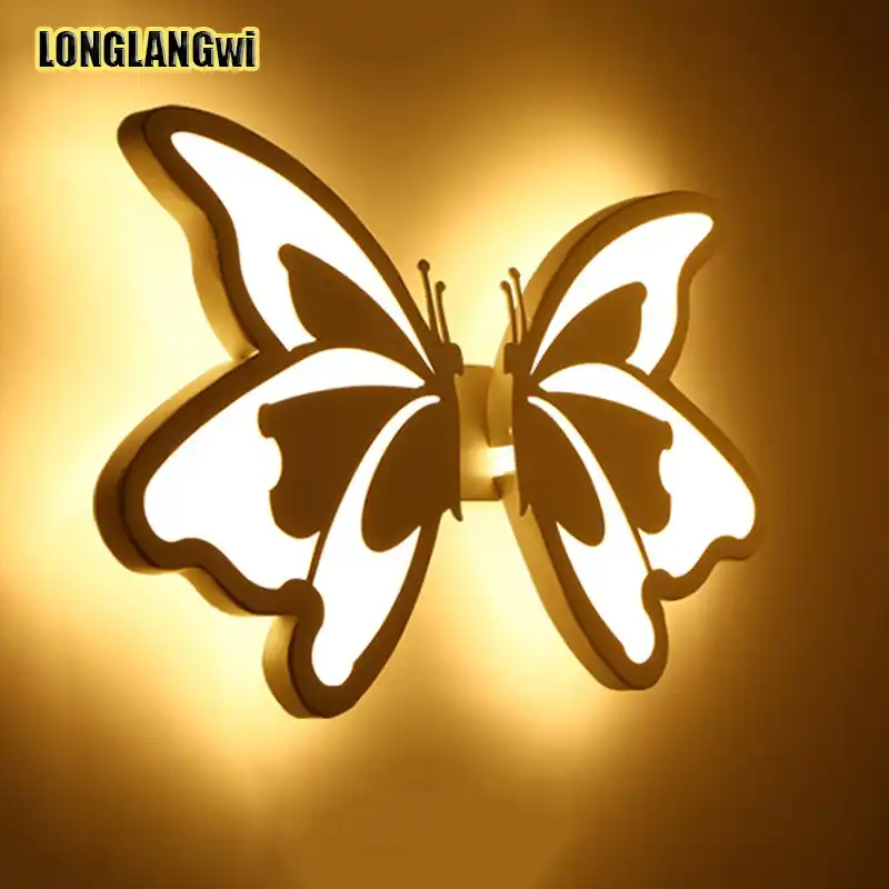 lampara de pared led contemporanea con lampara con forma de mariposa para cuarto de bano dormitorio 24w aplique de pared blanco lampara de iluminacion