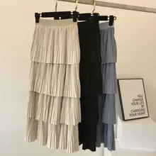 Новинка весны, винтажная замшевая многослойная юбка, однотонные элегантные юбки Largas Elegantes, 5 цветов, одежда