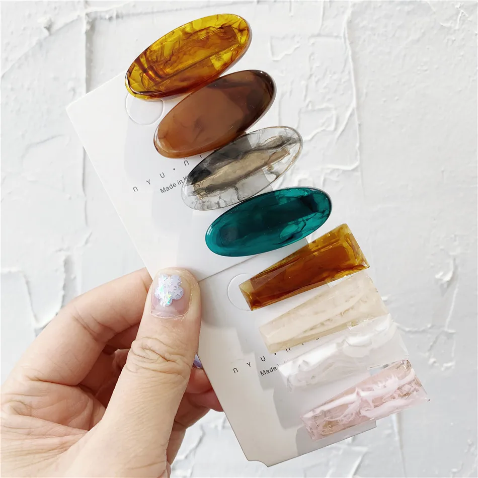 

Vintage Marble Resin Acrylic Rectangular Oval Geometry Hair Clips Hairpin Fashion Wedding Party Headwear Hair jewelry For Women