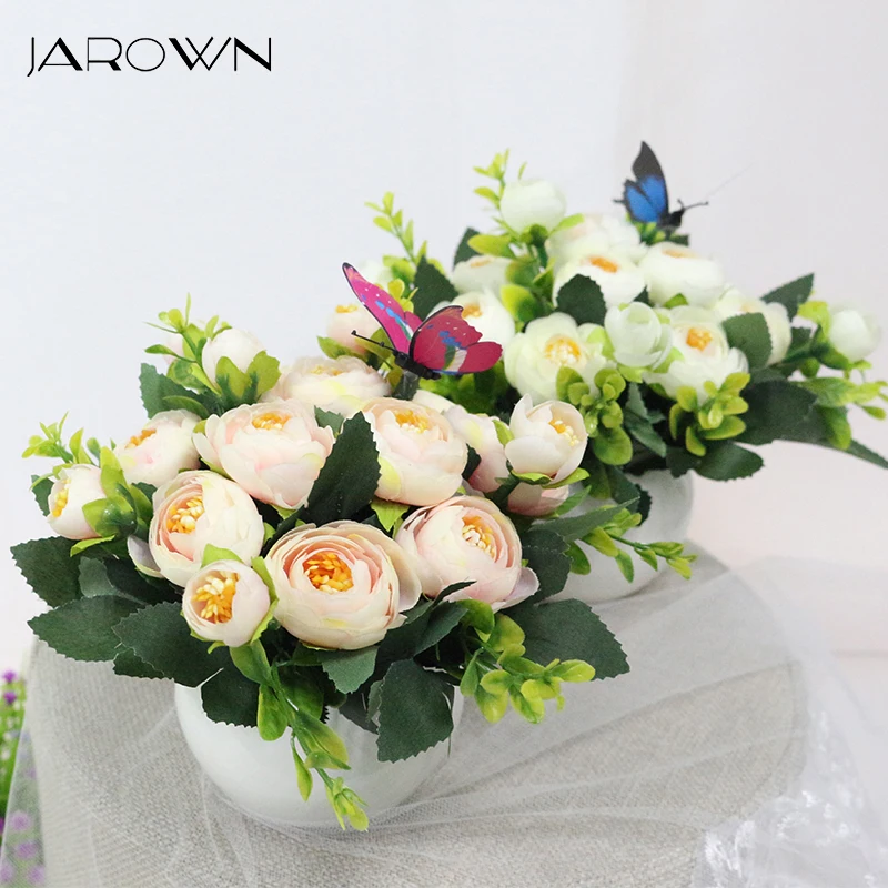 Искусственные цветы JAROWN керамическая ваза высокого качества розы + шелковые