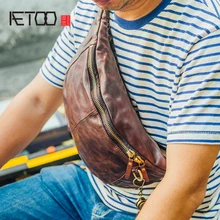 AETOO ручной работы мужская грудь Baotou коровьей сумка на плечо, чтобы сделать старые складки мужские карманы