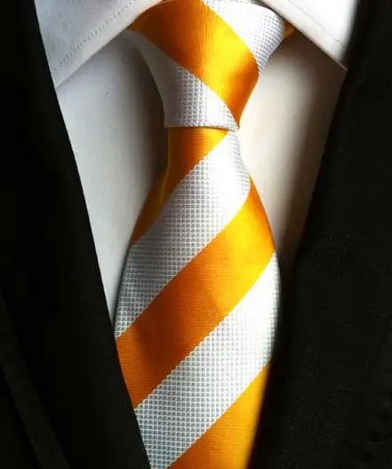Модные галстуки классические мужские полосатые желтые темно-синие свадебные галстуки жаккардовые плетёные шелковые мужские Одноцветный галстук галстуки в горошек - Цвет: LUC-44