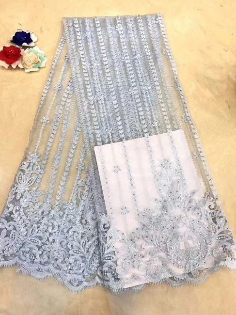 Nigerian Lace Fabrics High Quality Lace African Cord Lace Fabric Mint Green French Tulle Lace Fabric For Wedding Dress X11