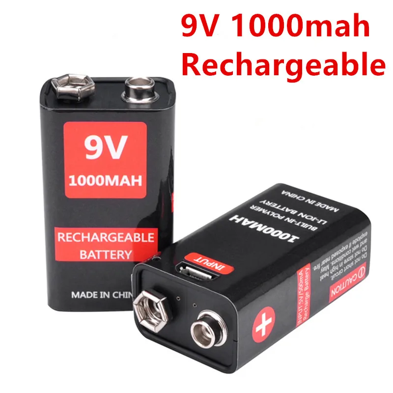 Горячая продажа 1/2/4/8/10/20 шт. 9В 1000mah микро USB перезаряжаемая литиевая батарея для