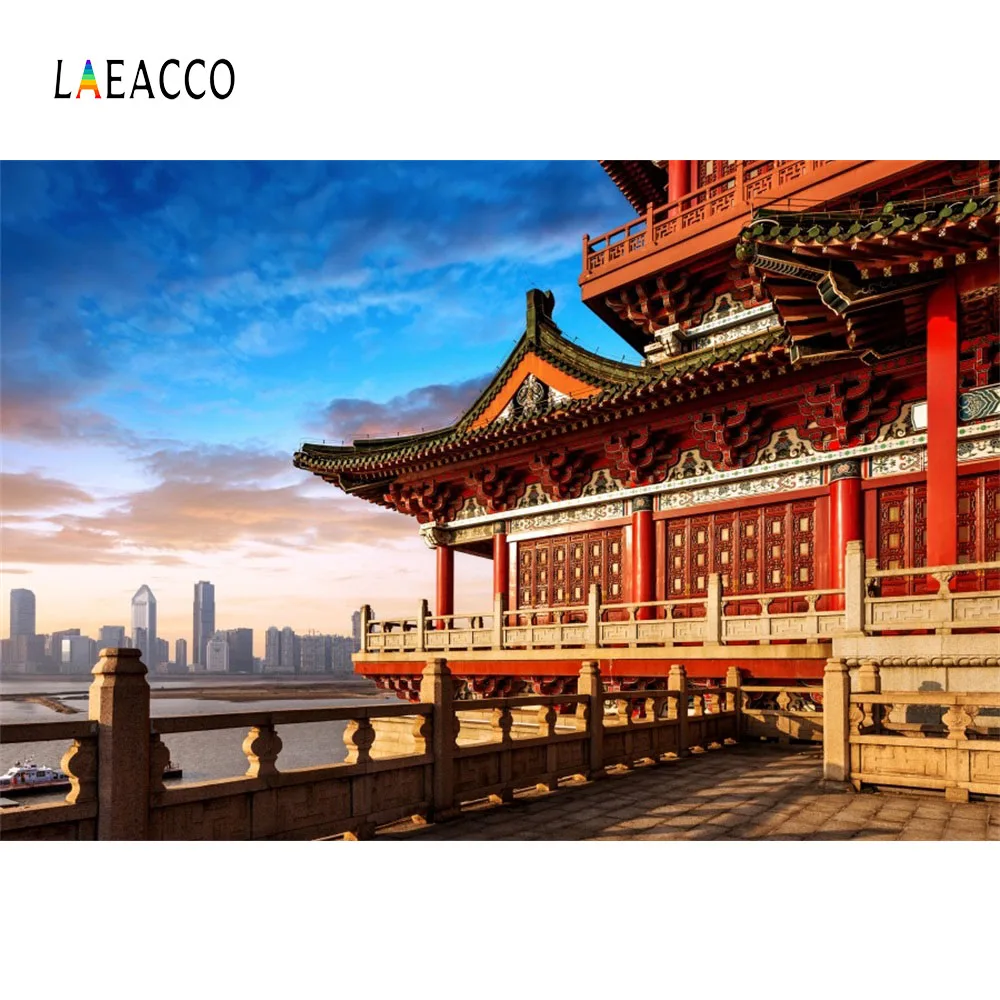 

Laeacco Chinese Ancient Architecture Photographic Backgrounds Customized Photography Backdrops For Photo Studio