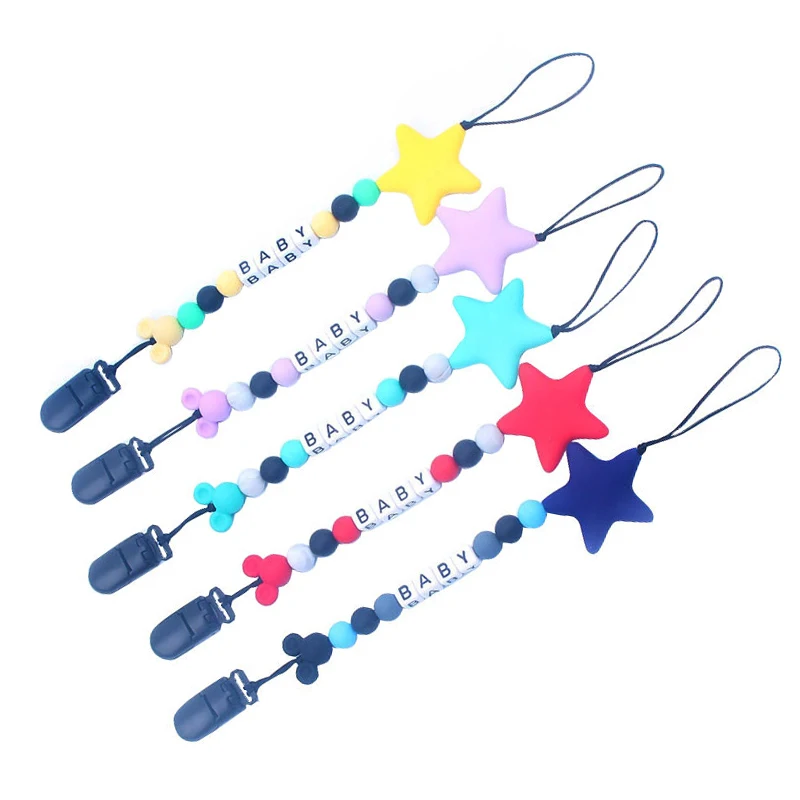 

1pc New Baby Soft Silicone Pacifier Clips Cartoon DIY Funny Pacifier Chain Infant Feeding Teething Chew Toys Toddle Dummy Clips