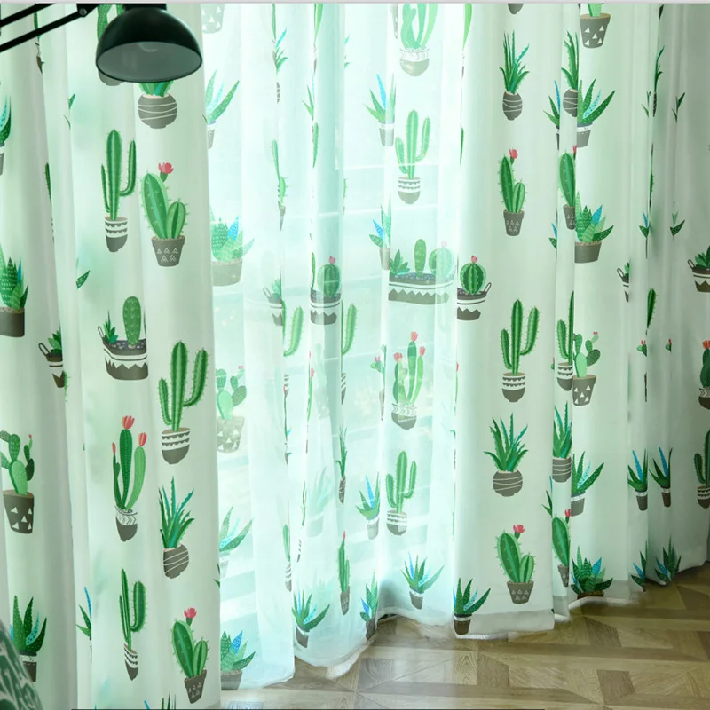 Simple Modern Nordic Plant Personality Curtains for Living Room Bedroom