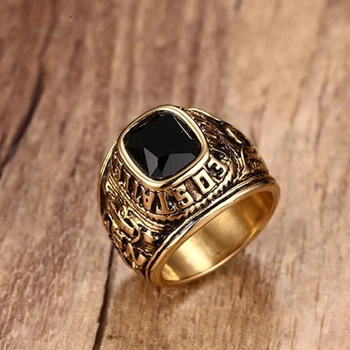 

Mens Military US Navy Ring Stainless Steel Black Stone Fashion Rings Jewelry Officers Military Ring